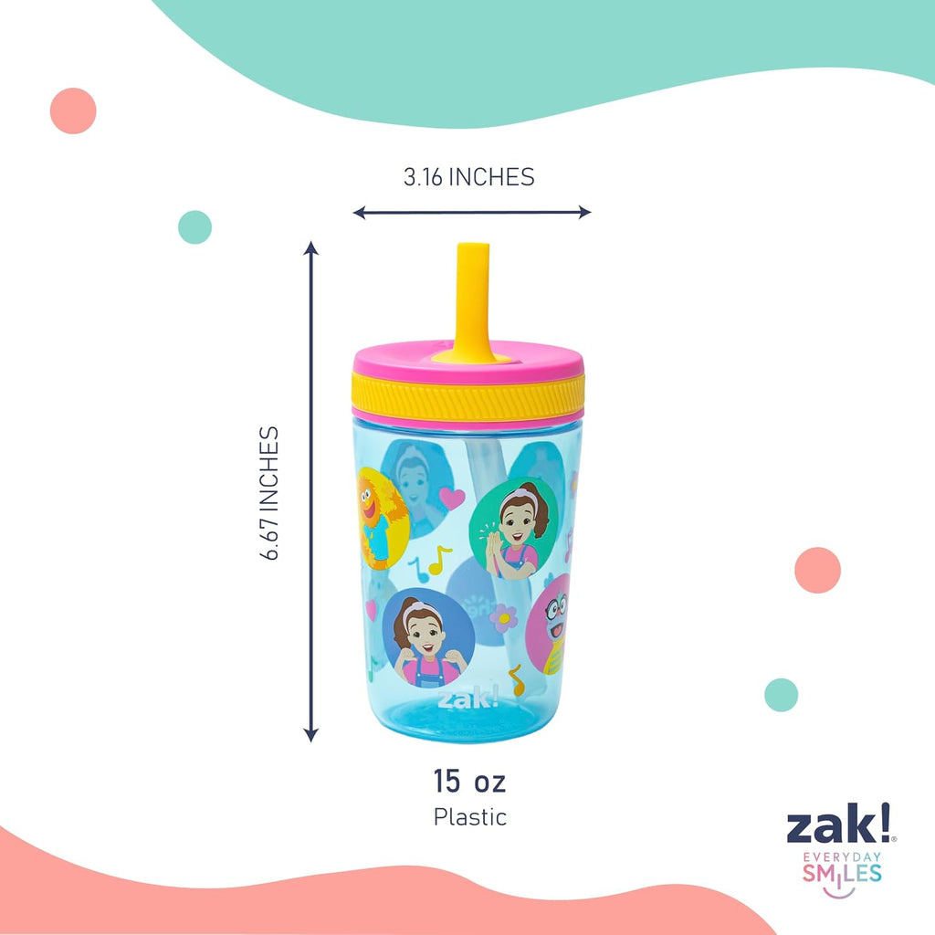 Zak Designs Ms. Rachel Kelso 15oz Leak-Proof Toddler Straw Cups, 2-Pack