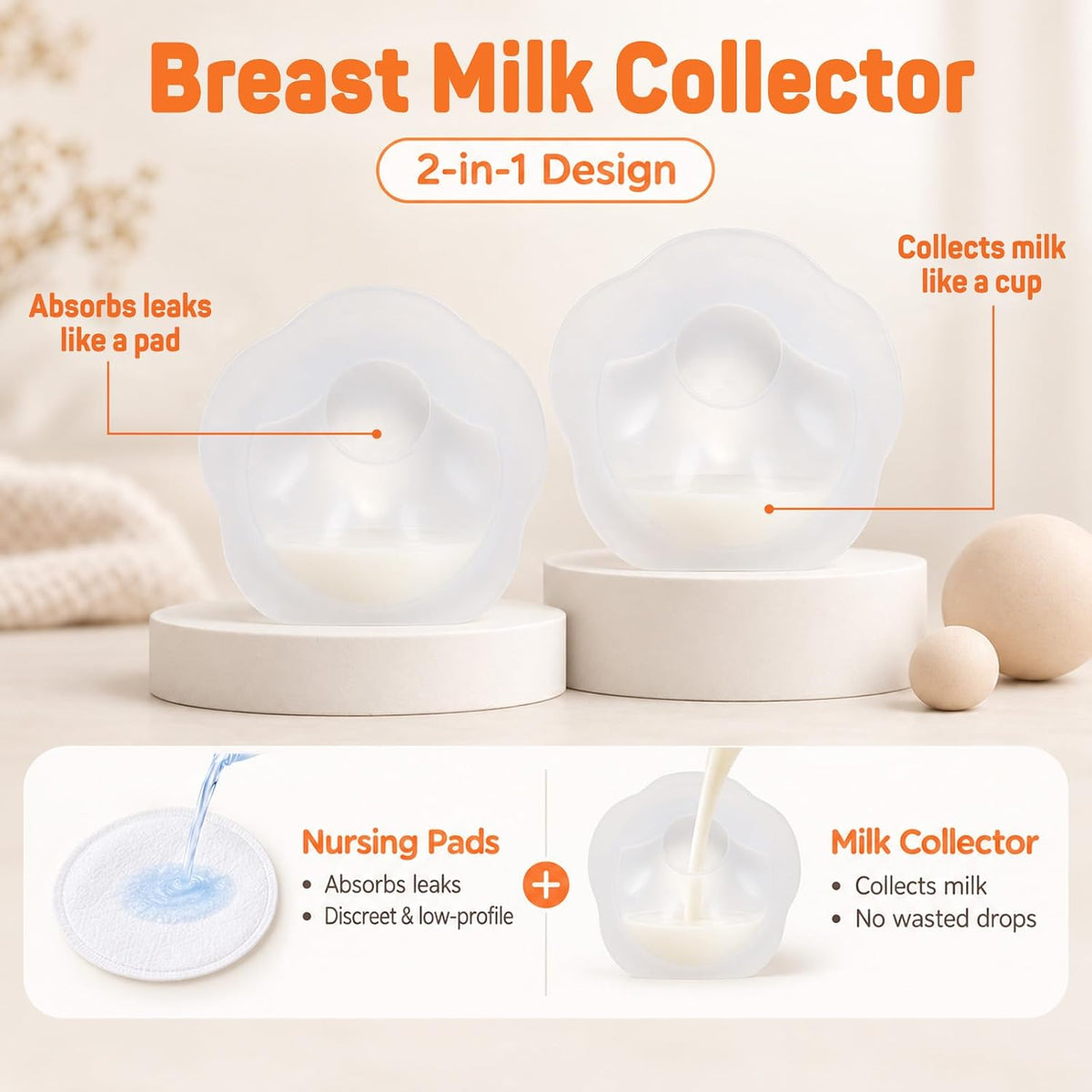 2pcs Milk Collectors for Breastfeeding Silicone Breastmilk Catcher