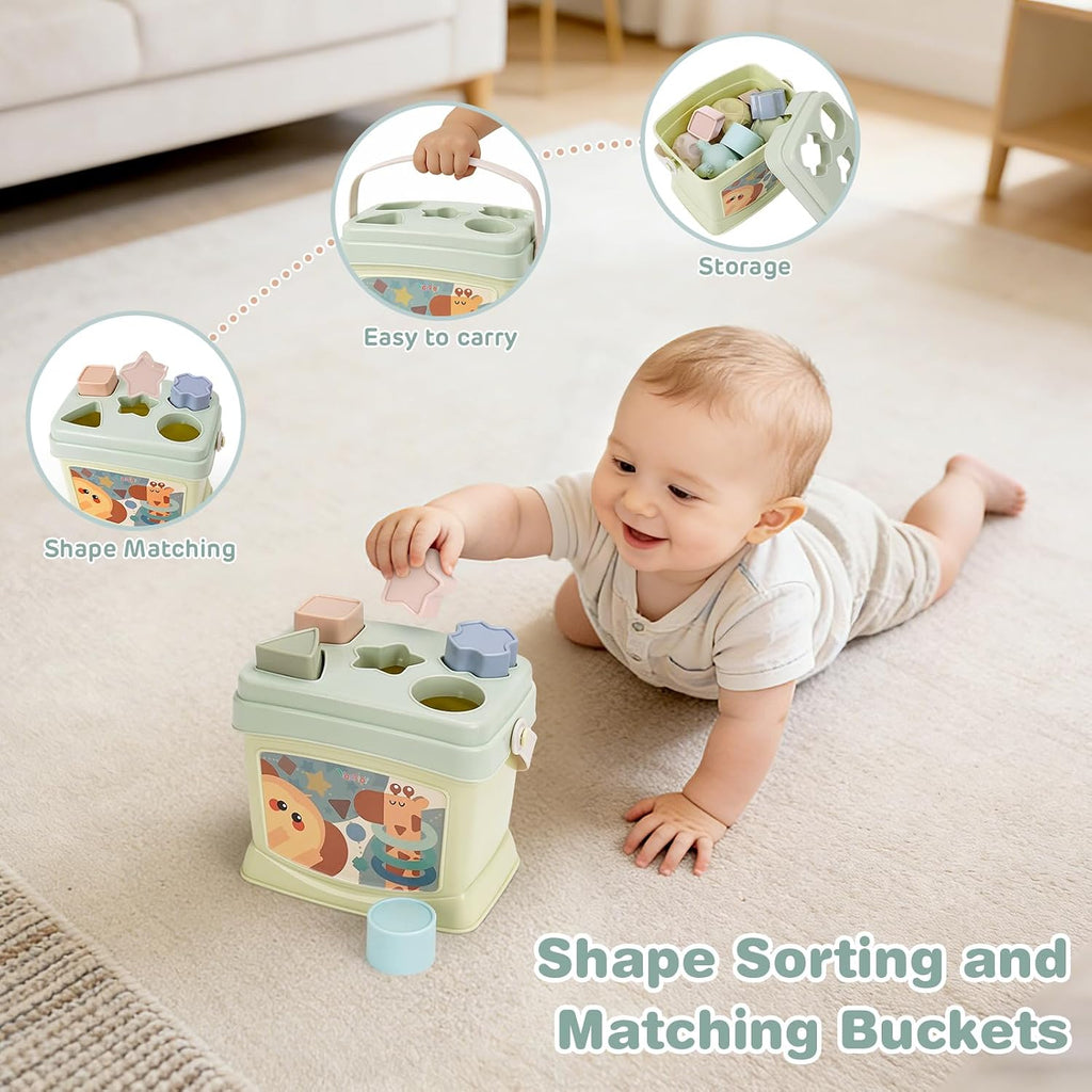 Baby Toys 6-12 Months,Montessori Toys for Babies,Stacking Cups,Shape Sorter