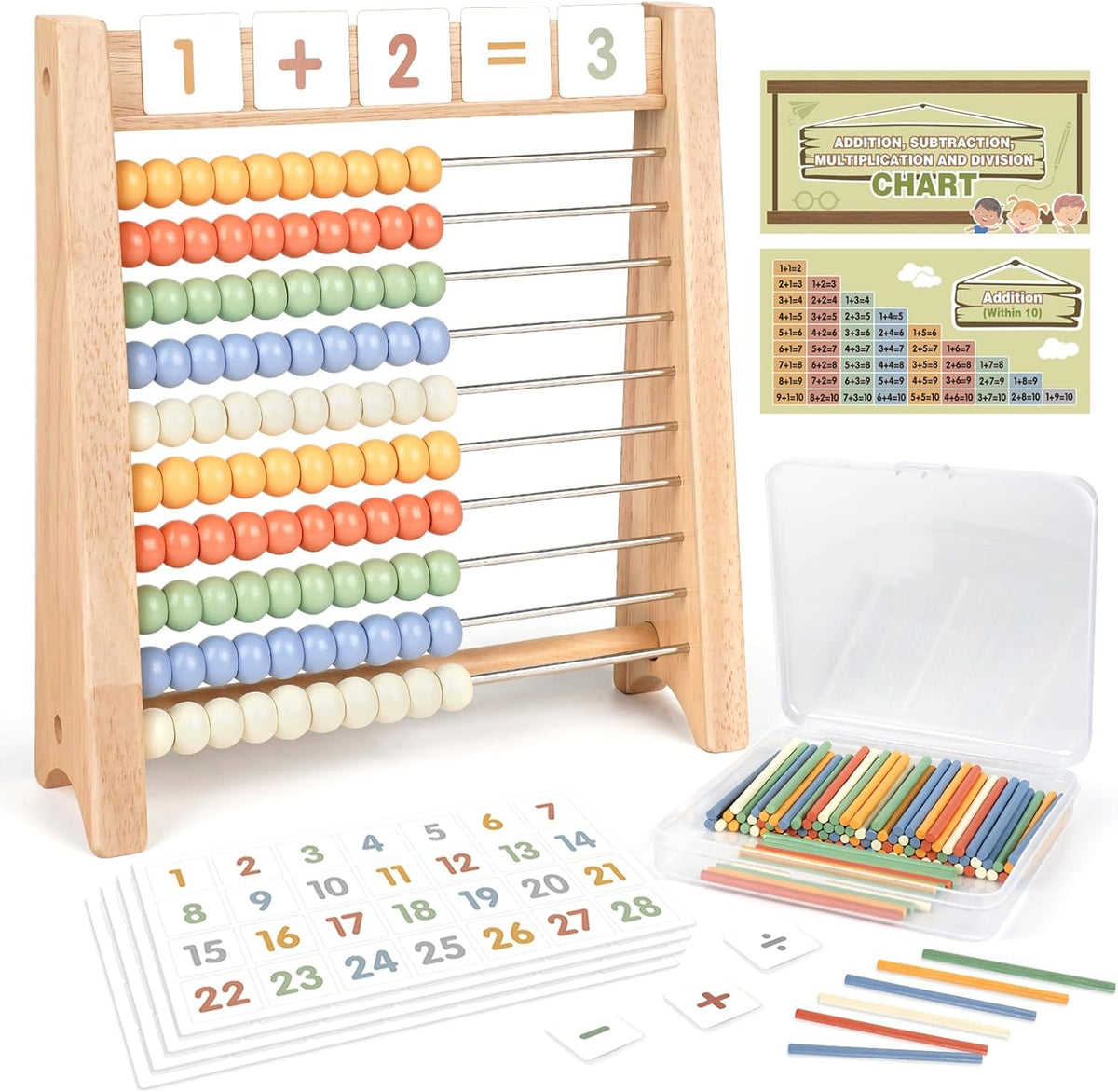 Abacus for Kids Math, Wooden Abacus, Counting Toys for Math Manipulatives