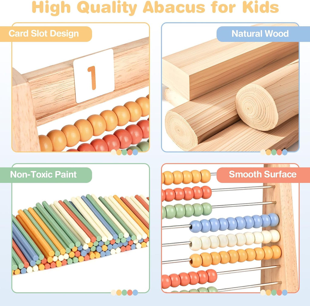 Abacus for Kids Math, Wooden Abacus, Counting Toys for Math Manipulatives