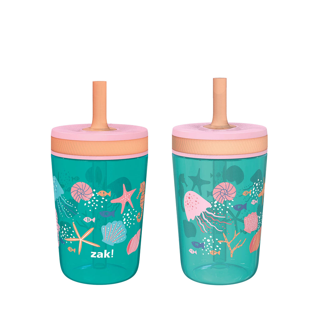 Zak Designs Ms. Rachel Kelso 15oz Leak-Proof Toddler Straw Cups, 2-Pack