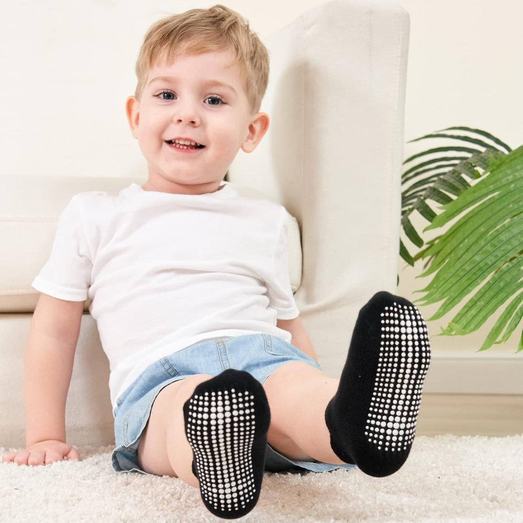 ZAPLES Baby Non Slip Grip Ankle Socks with Non Skid Soles for Infants Toddlers Kids Boys Girls