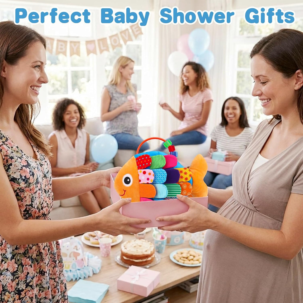 Baby Sensory Toys 0-6 Months Musical Tummy Time Stuffed Plush Flip Fish Toy