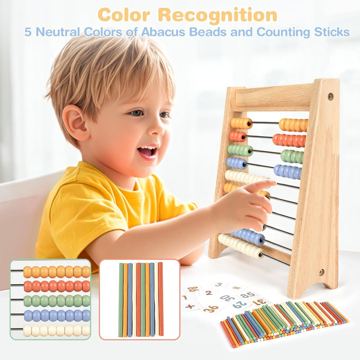 Abacus for Kids Math, Wooden Abacus, Counting Toys for Math Manipulatives