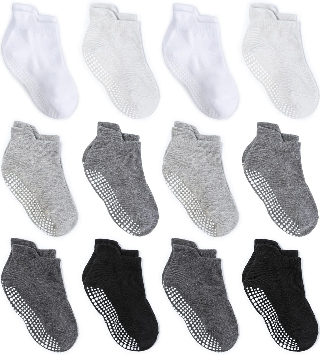 ZAPLES Baby Non Slip Grip Ankle Socks with Non Skid Soles for Infants Toddlers Kids Boys Girls