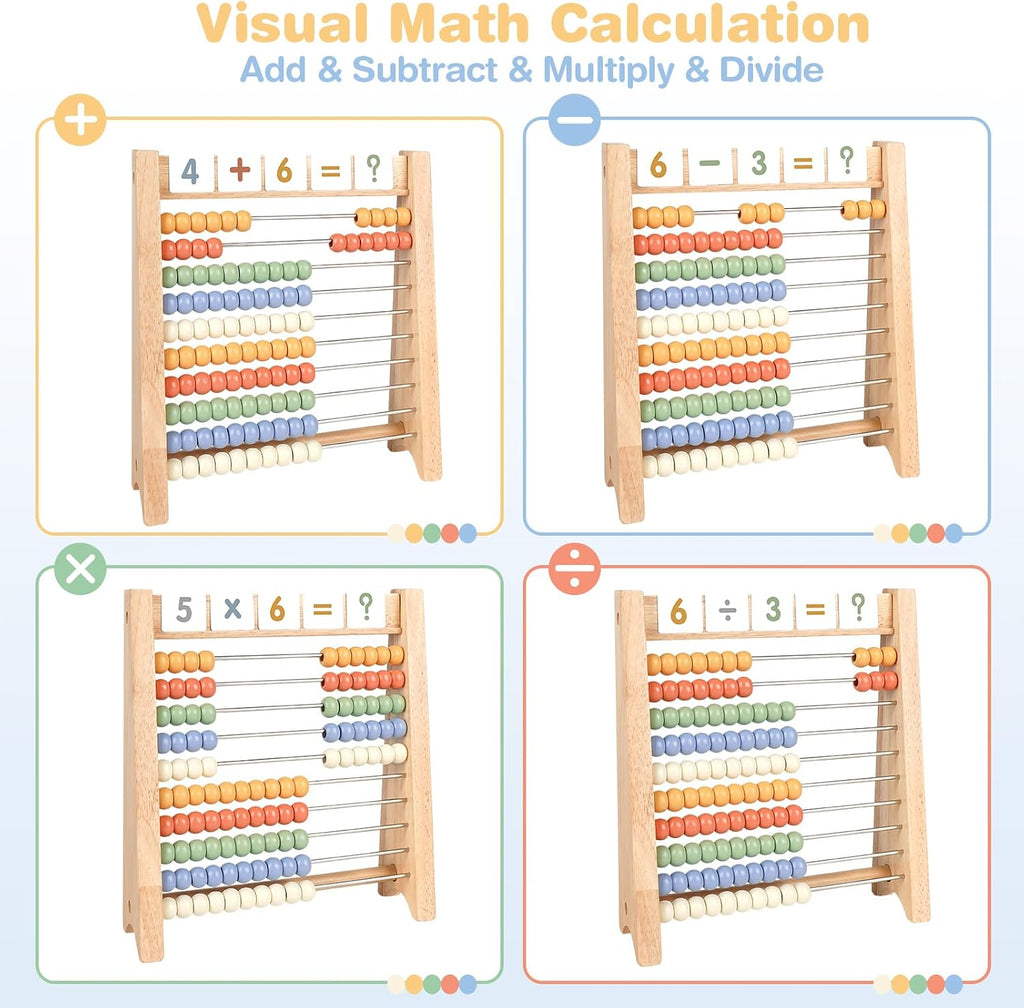 Abacus for Kids Math, Wooden Abacus, Counting Toys for Math Manipulatives