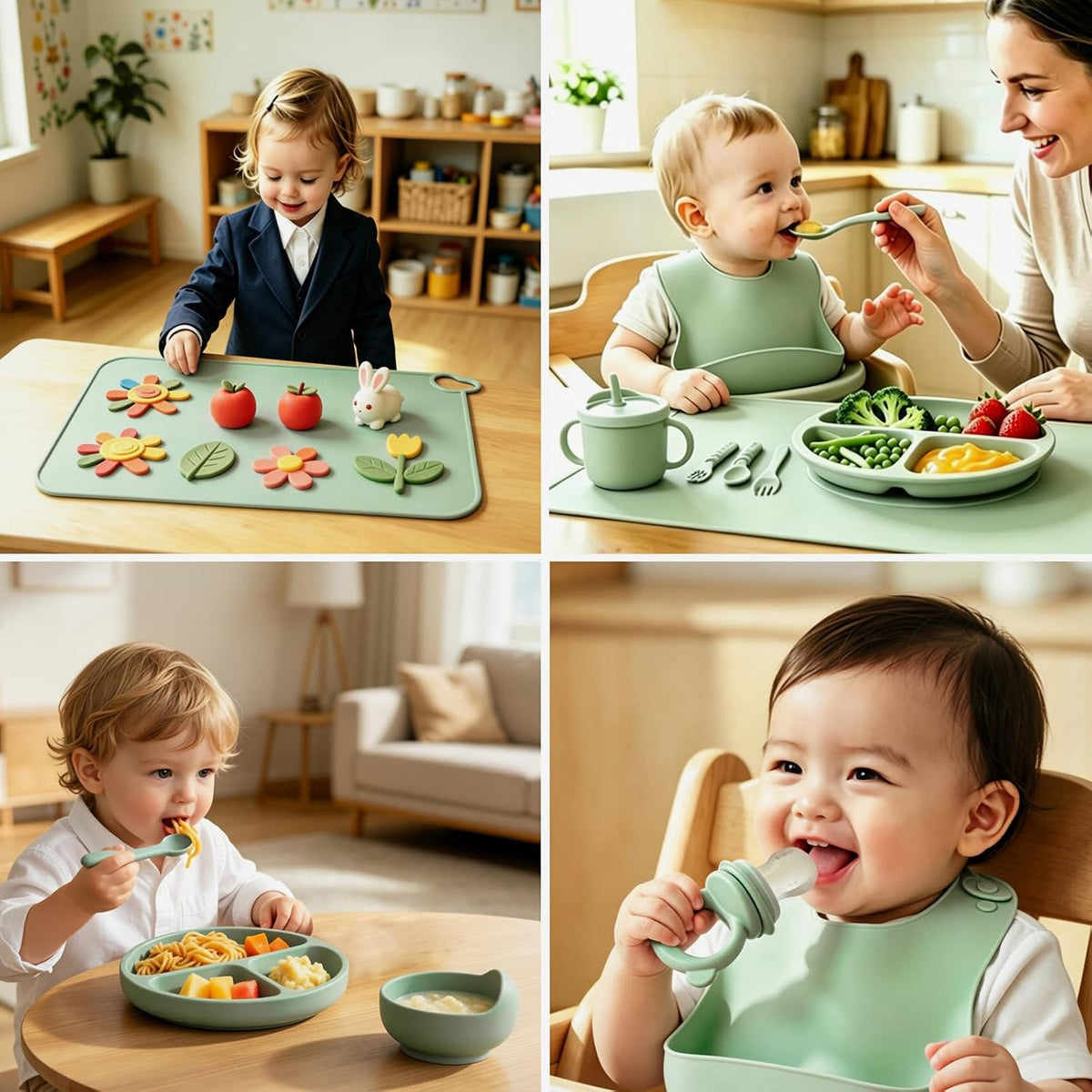19 Pcs Silicone Baby Feeding Set Eating Essentials for Newborn