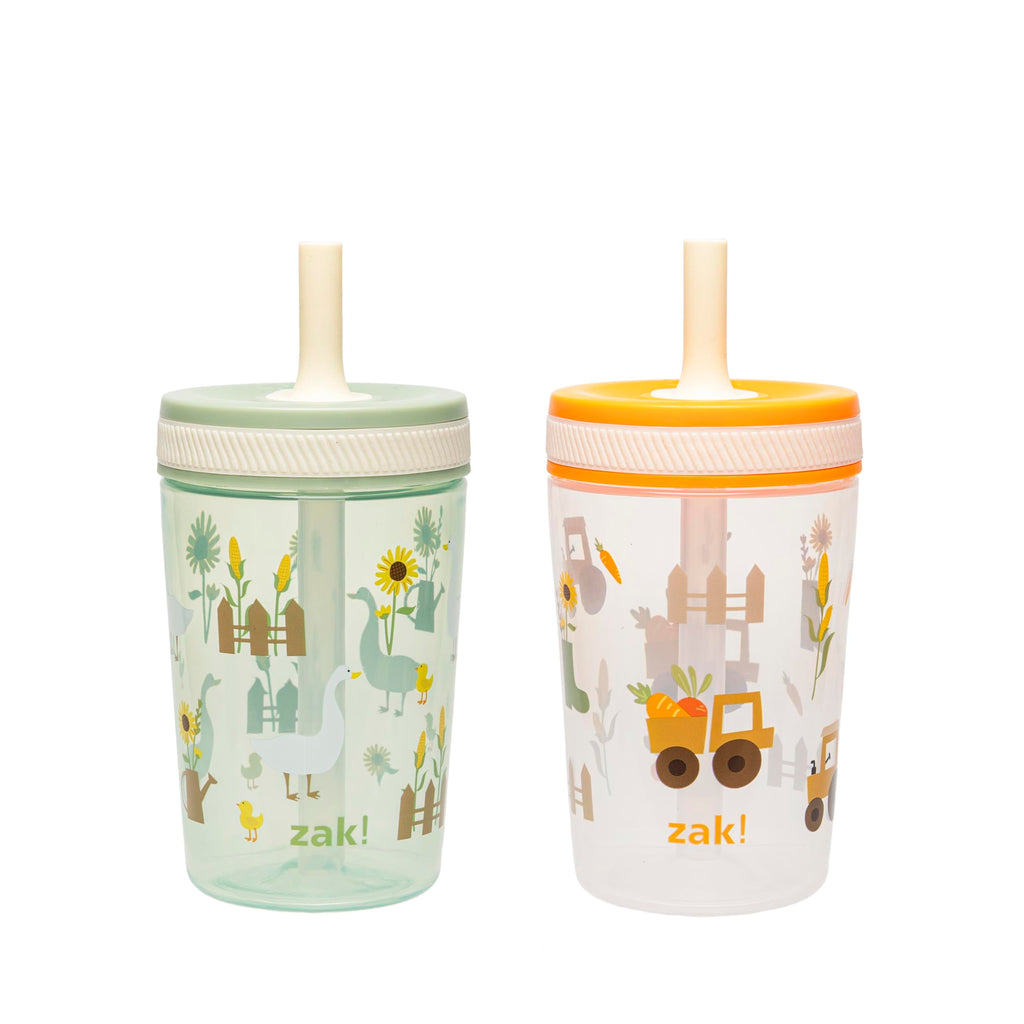 Zak Designs Ms. Rachel Kelso 15oz Leak-Proof Toddler Straw Cups, 2-Pack