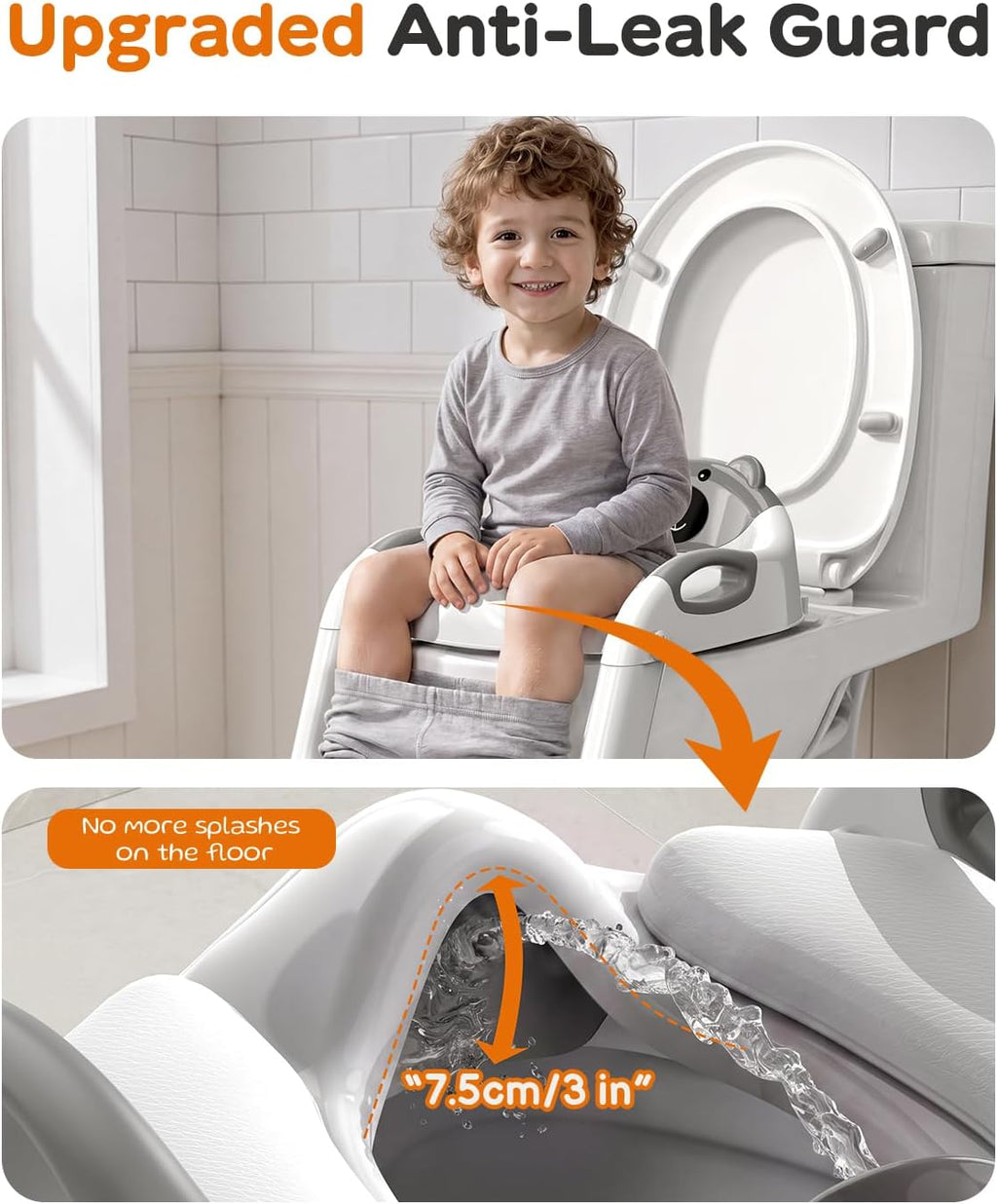 Potty Training Toilet with Step Stool: 2-in-1 8 Heights for Toddler