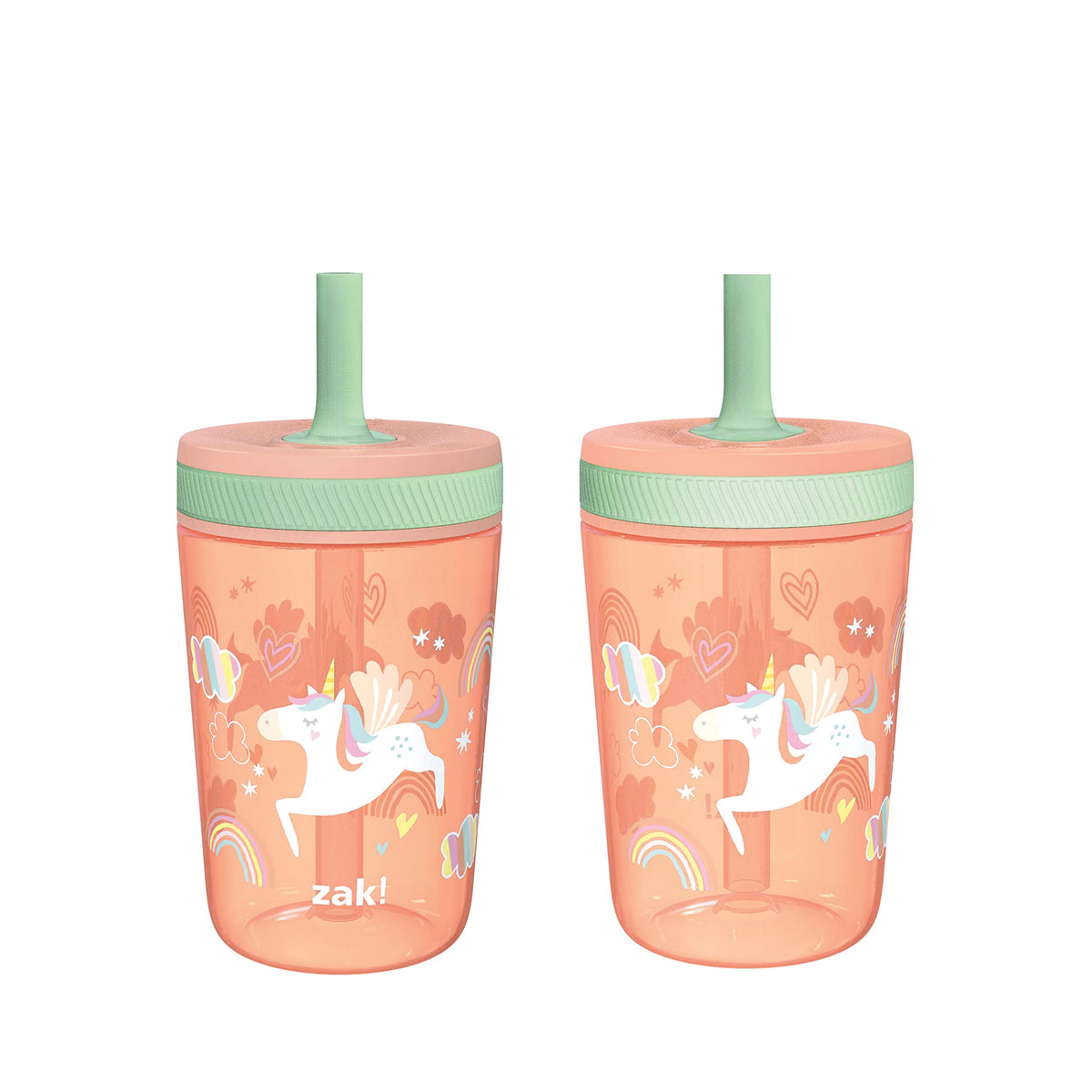 Zak Designs Ms. Rachel Kelso 15oz Leak-Proof Toddler Straw Cups, 2-Pack