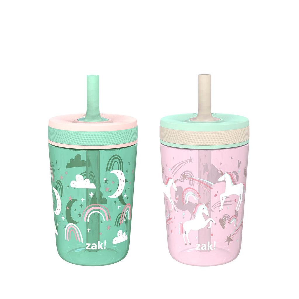 Zak Designs Ms. Rachel Kelso 15oz Leak-Proof Toddler Straw Cups, 2-Pack