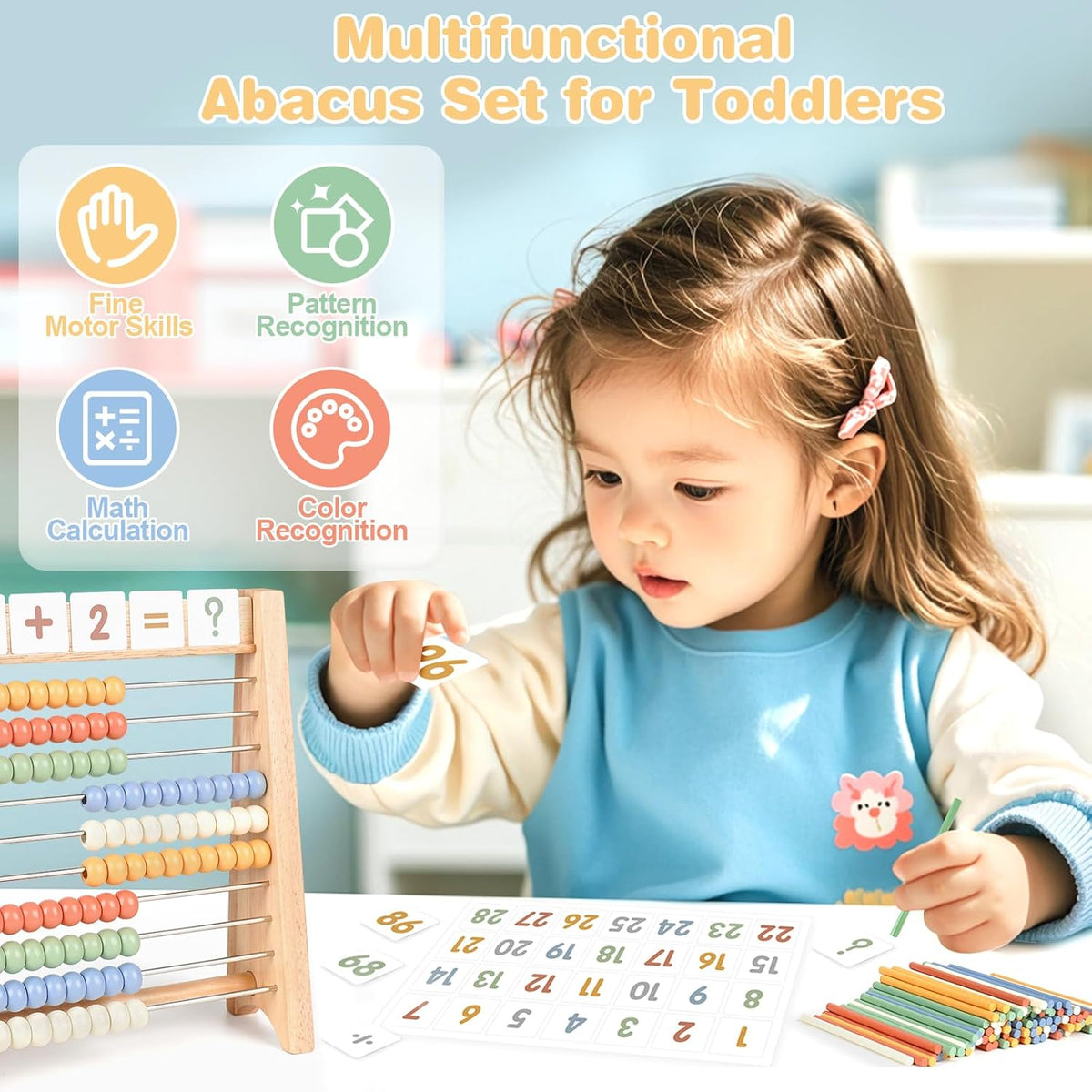 Abacus for Kids Math, Wooden Abacus, Counting Toys for Math Manipulatives