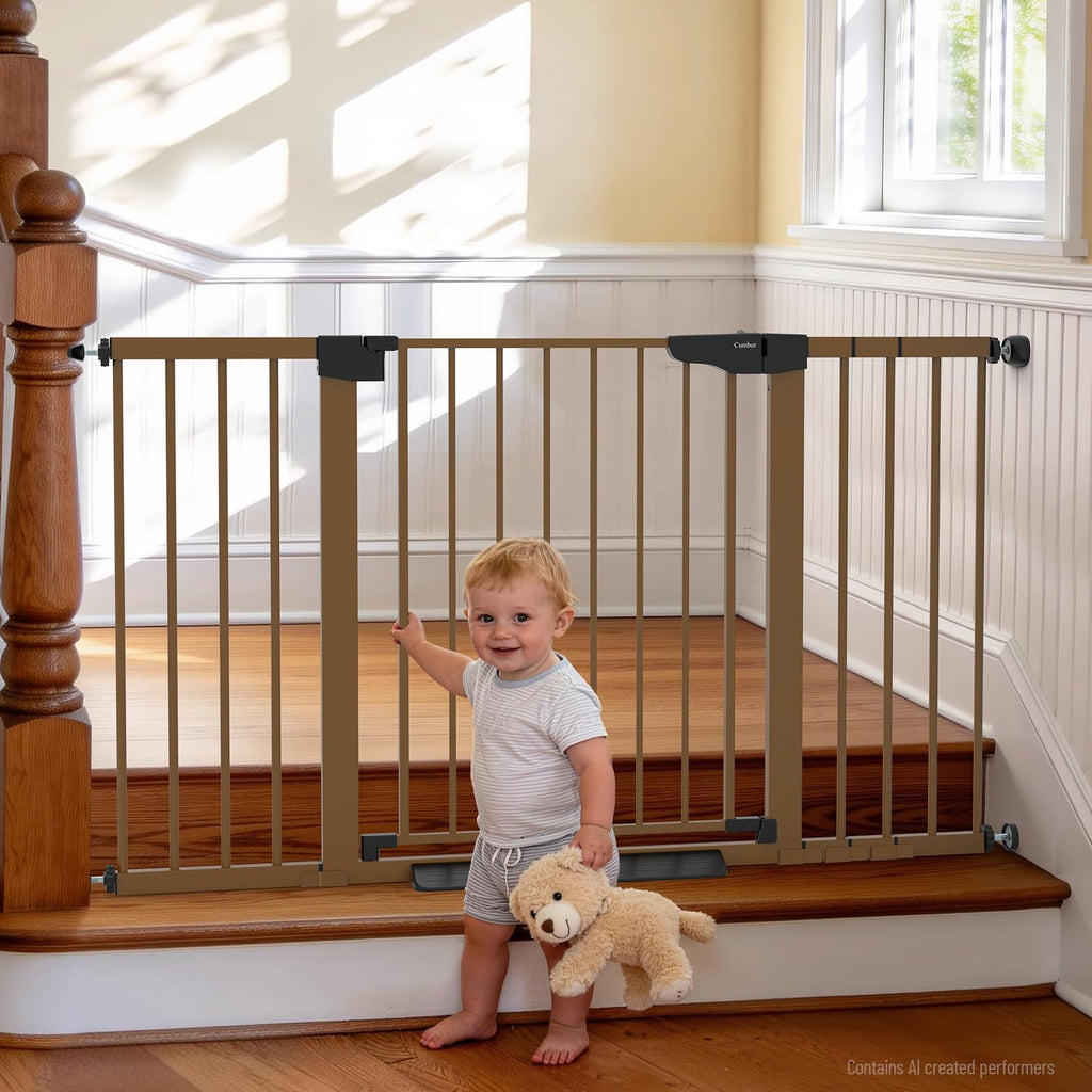 Cumbor 30-46" Baby Gate for Stairs, Auto Close Dog Gate for the House Black