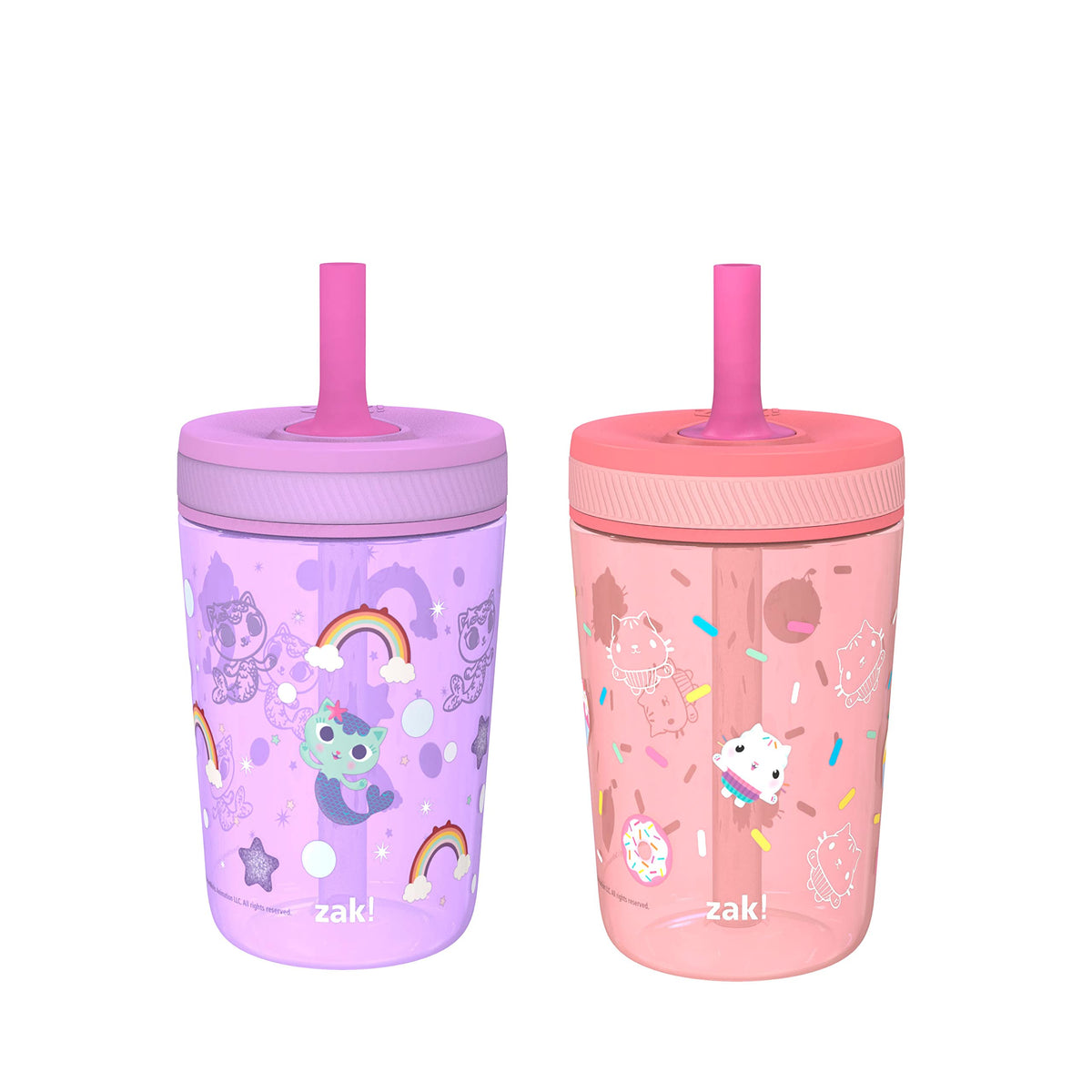 Zak Designs Ms. Rachel Kelso 15oz Leak-Proof Toddler Straw Cups, 2-Pack