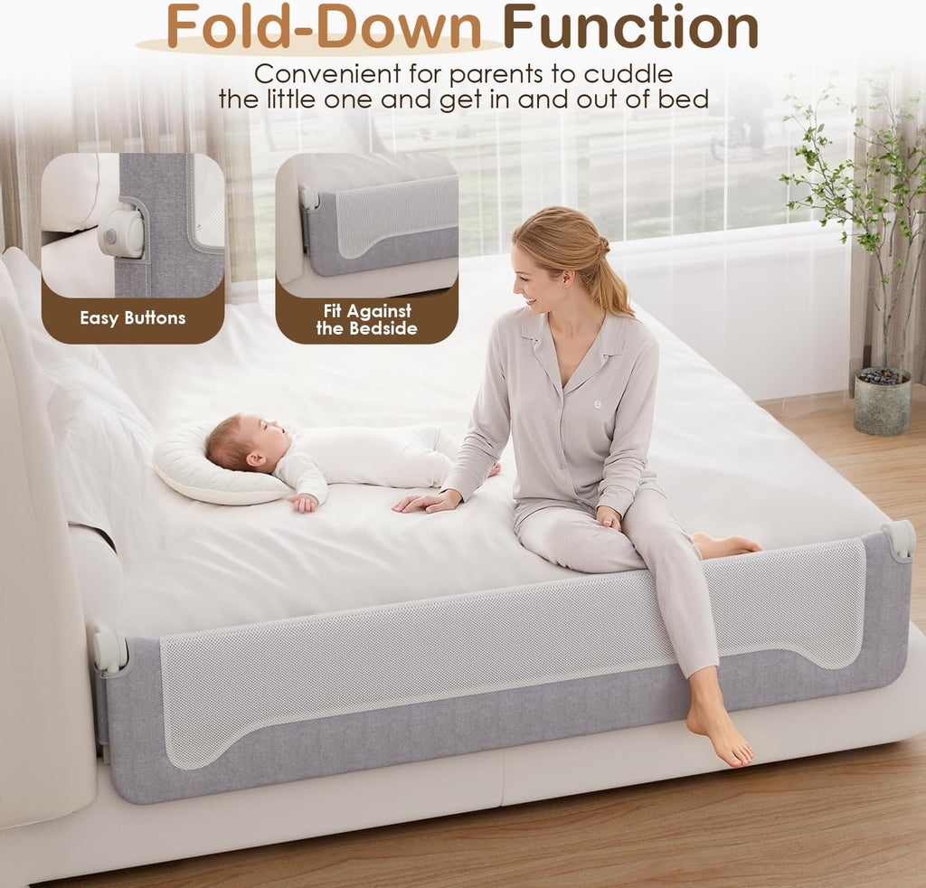Bed Rail for Toddlers, 71 Inch Swing Down Toddler Bed Rails