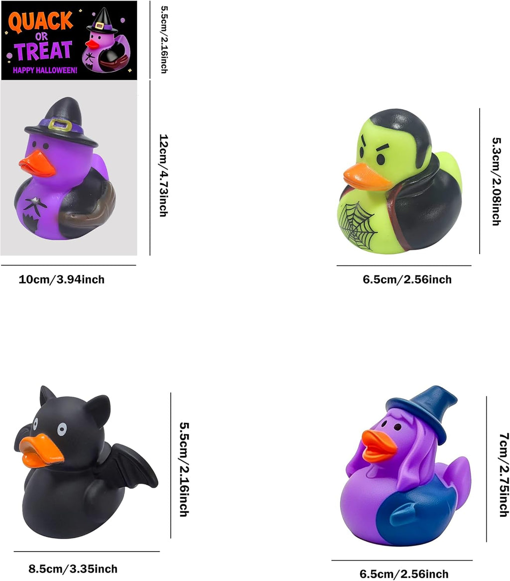 24 Pcs Halloween Party Favors Rubber Ducks,Baby Showers Accessories Bath Toys for Kids Halloween Decorations Trick or Treat Supplies Goodie Bag Fillers (Halloween Card)