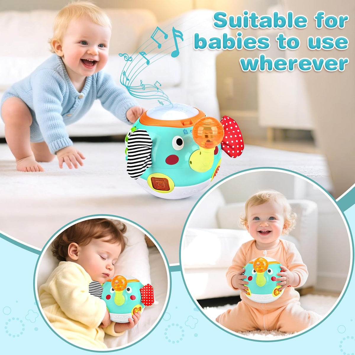 Crawling Toys - Baby Toys 6-12 Months, Elephant Musical Toy with Lights & Sounds, Interactive Learning Baby Crawling Toys for Motor Skills Development, Sensory Toy for Boys Girls, Christmas Birthday