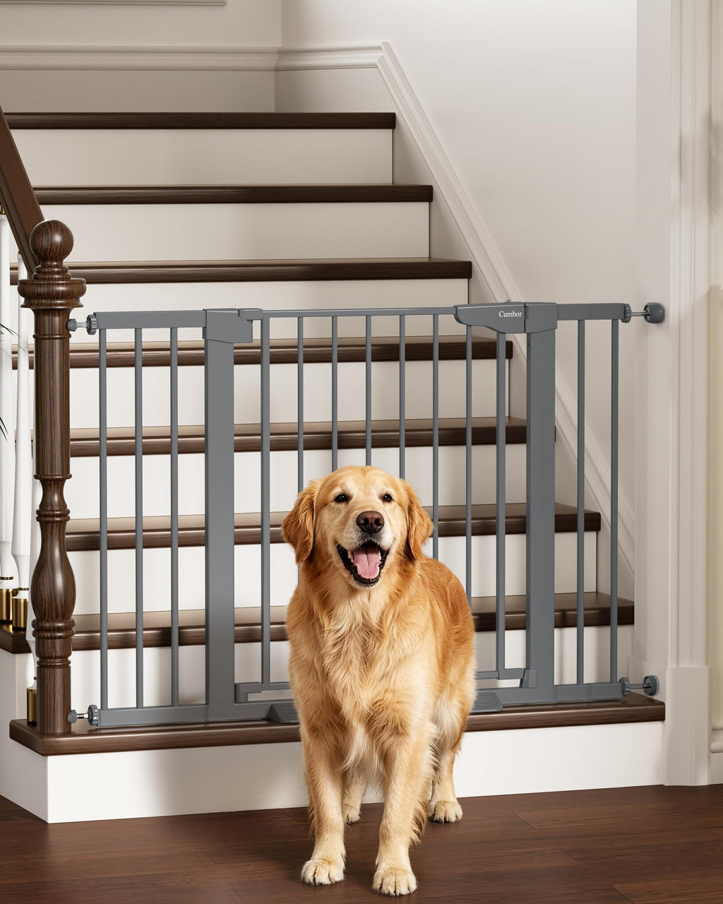 Cumbor 30-46" Baby Gate for Stairs, Auto Close Dog Gate for the House Black