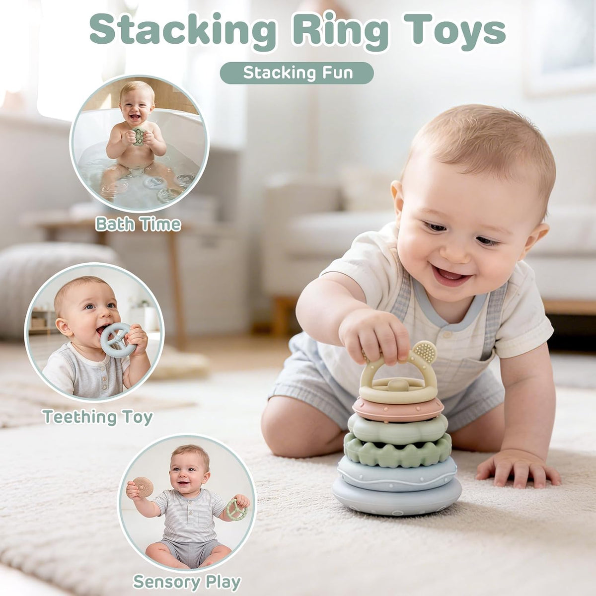 Baby Toys 6-12 Months,Montessori Toys for Babies,Stacking Cups,Shape Sorter