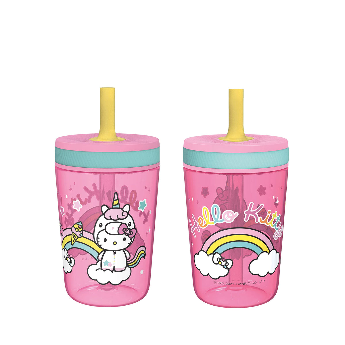 Zak Designs Ms. Rachel Kelso 15oz Leak-Proof Toddler Straw Cups, 2-Pack
