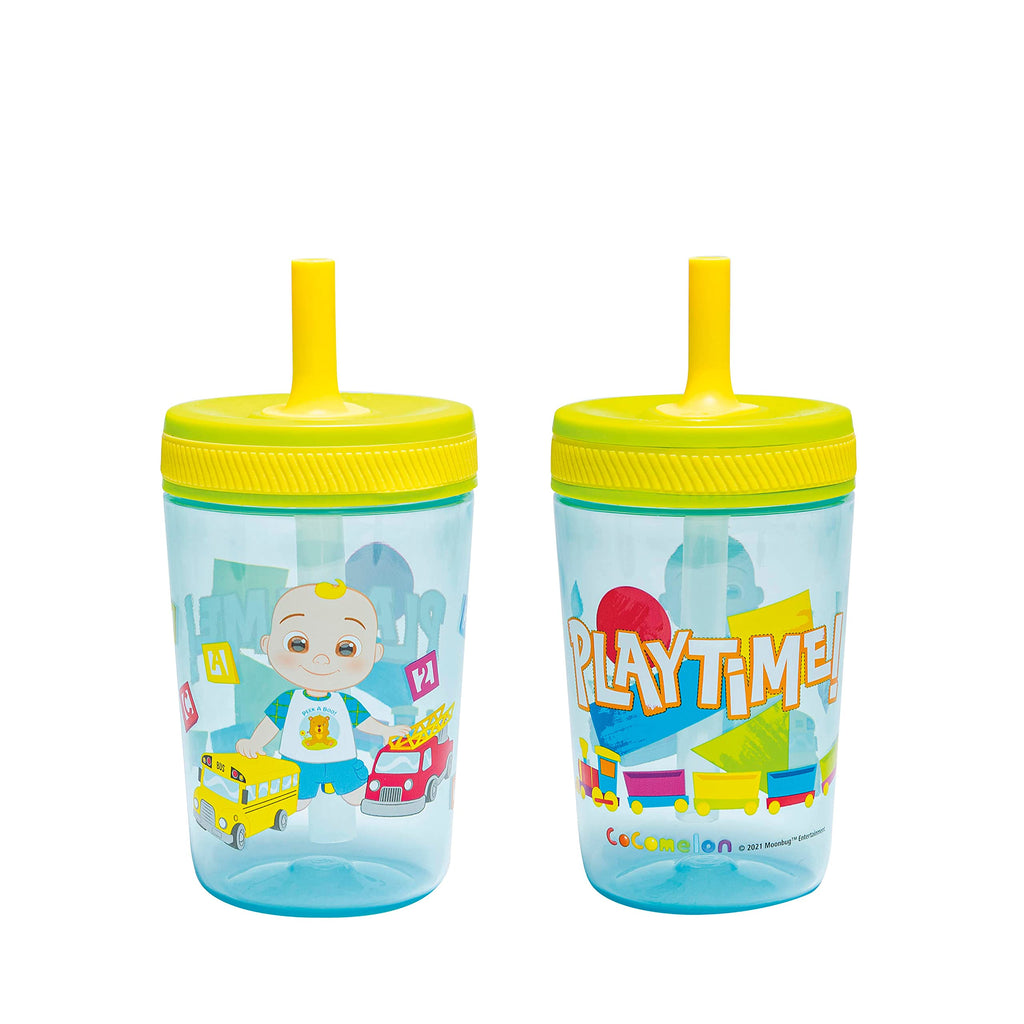 Zak Designs Ms. Rachel Kelso 15oz Leak-Proof Toddler Straw Cups, 2-Pack