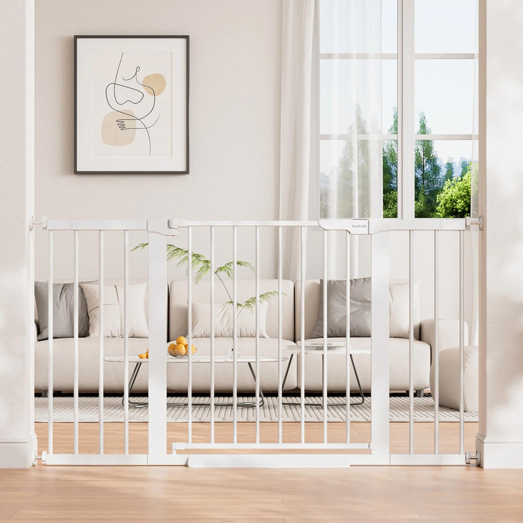 InnoTruth 29.6-39.1 in Wide Baby Gate for Stairs and Doorways, White