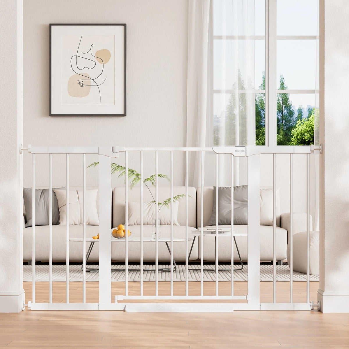 InnoTruth 29.6-39.1 in Wide Baby Gate for Stairs and Doorways, White