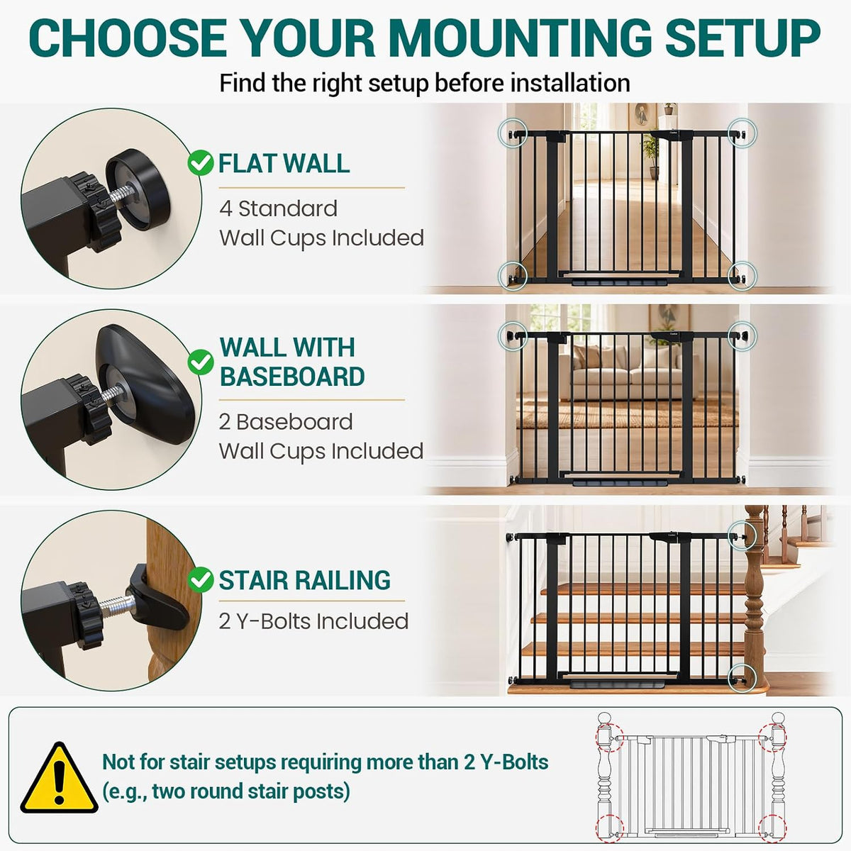 Cumbor 30-46" Baby Gate for Stairs, Auto Close Dog Gate for the House Black