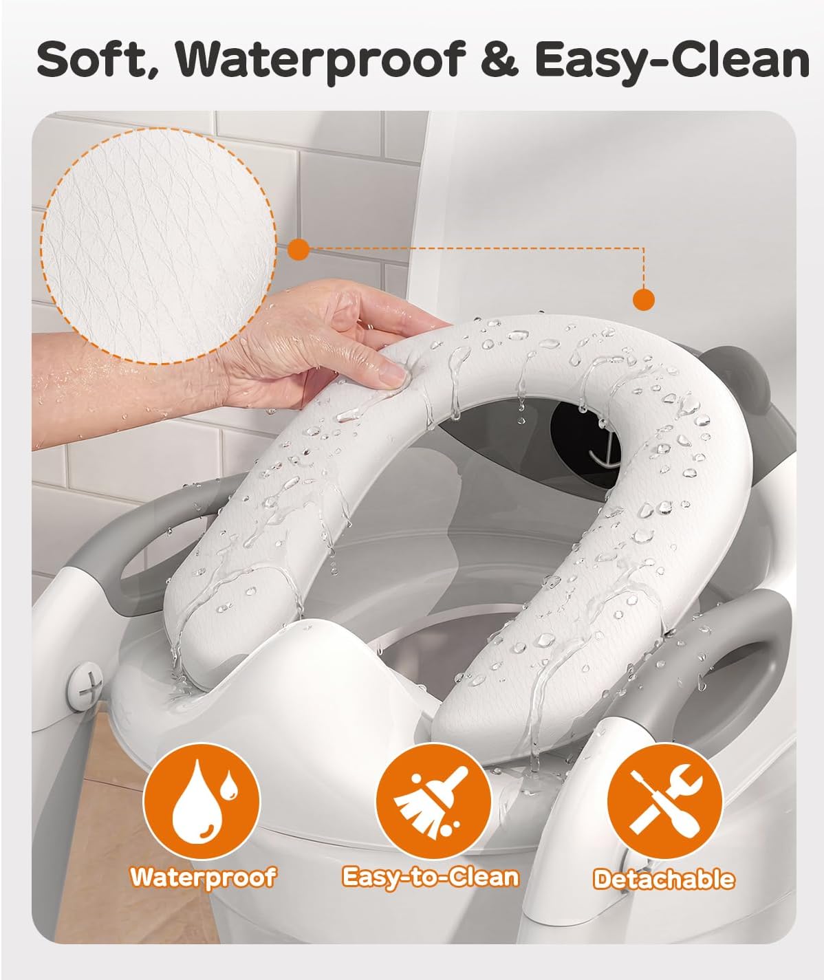 Potty Training Toilet with Step Stool: 2-in-1 8 Heights for Toddler