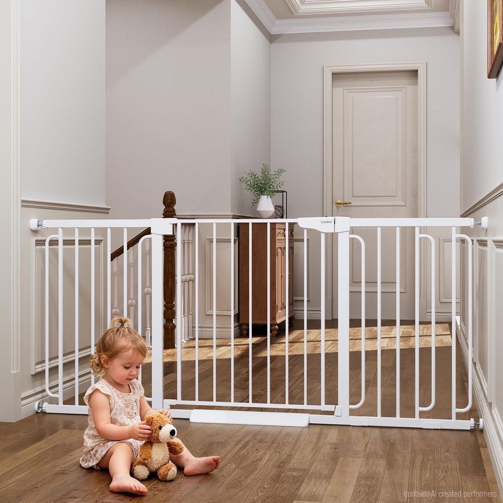 Cumbor 30-46" Baby Gate for Stairs, Auto Close Dog Gate for the House Black