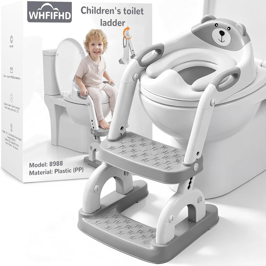 Potty Training Toilet with Step Stool: 2-in-1 8 Heights for Toddler