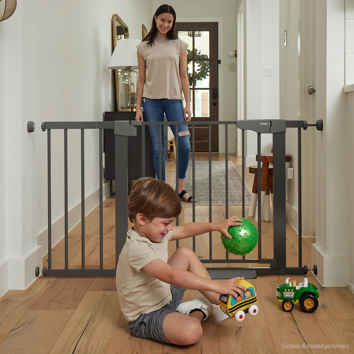 Cumbor 30-46" Baby Gate for Stairs, Auto Close Dog Gate for the House Black