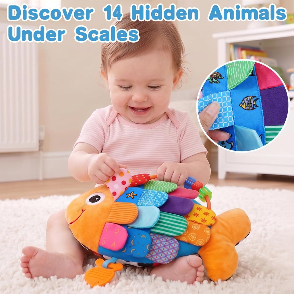 Baby Sensory Toys 0-6 Months Musical Tummy Time Stuffed Plush Flip Fish Toy