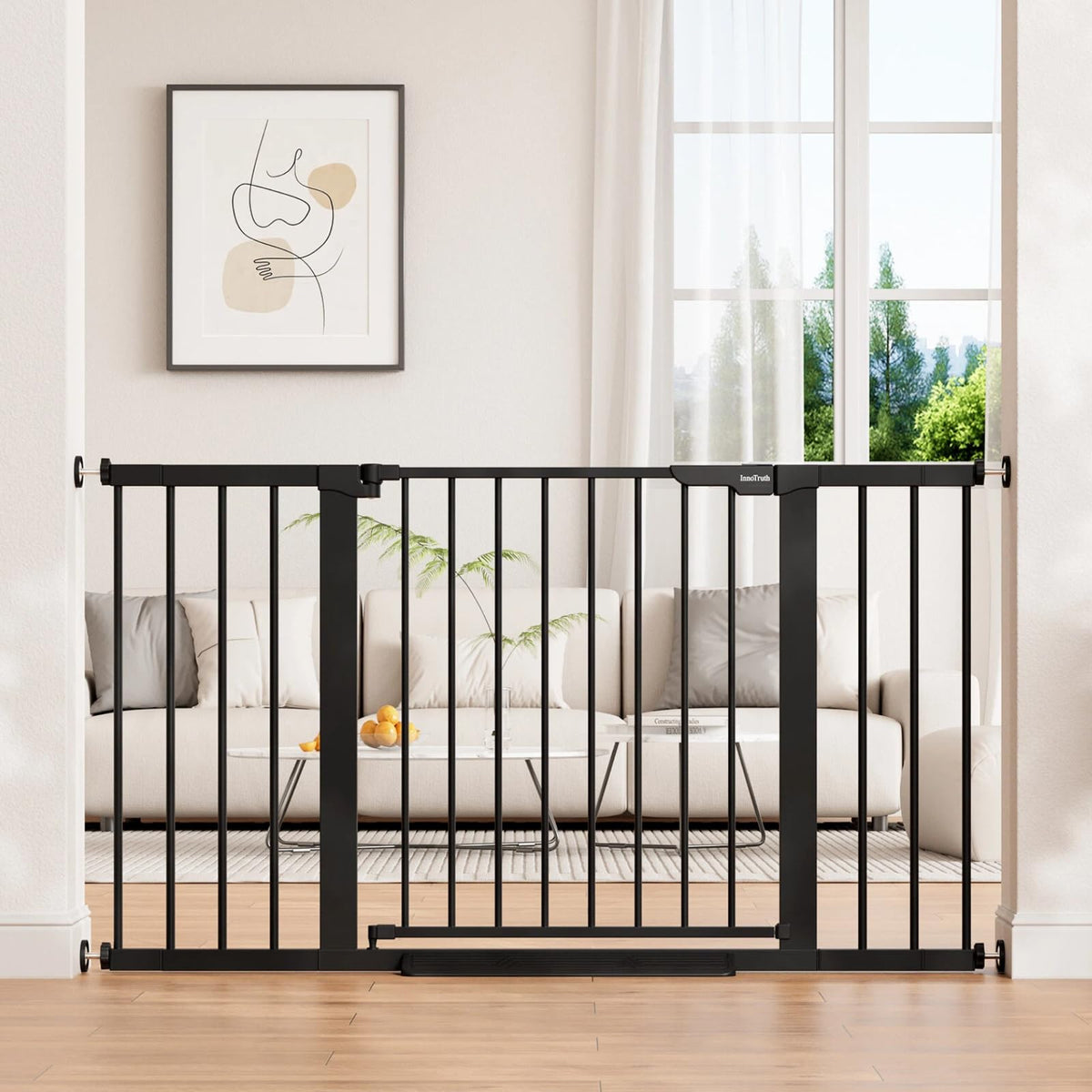 InnoTruth 29.6-39.1 in Wide Baby Gate for Stairs and Doorways, White
