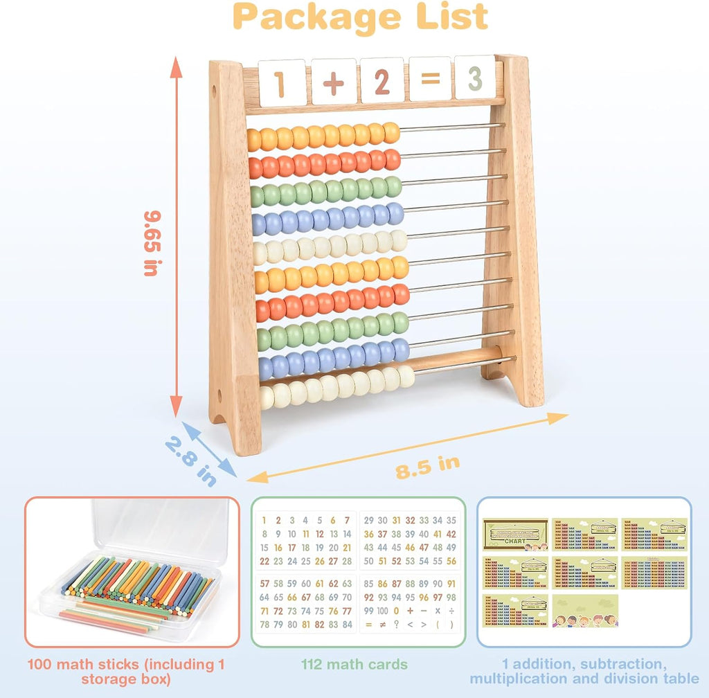 Abacus for Kids Math, Wooden Abacus, Counting Toys for Math Manipulatives