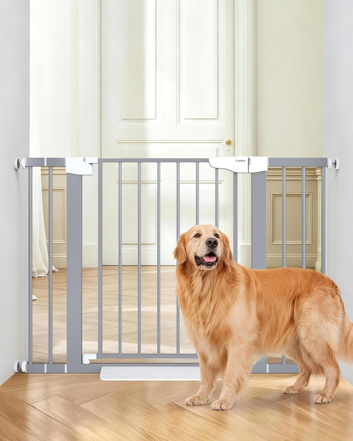 Cumbor 30-46" Baby Gate for Stairs, Auto Close Dog Gate for the House Black