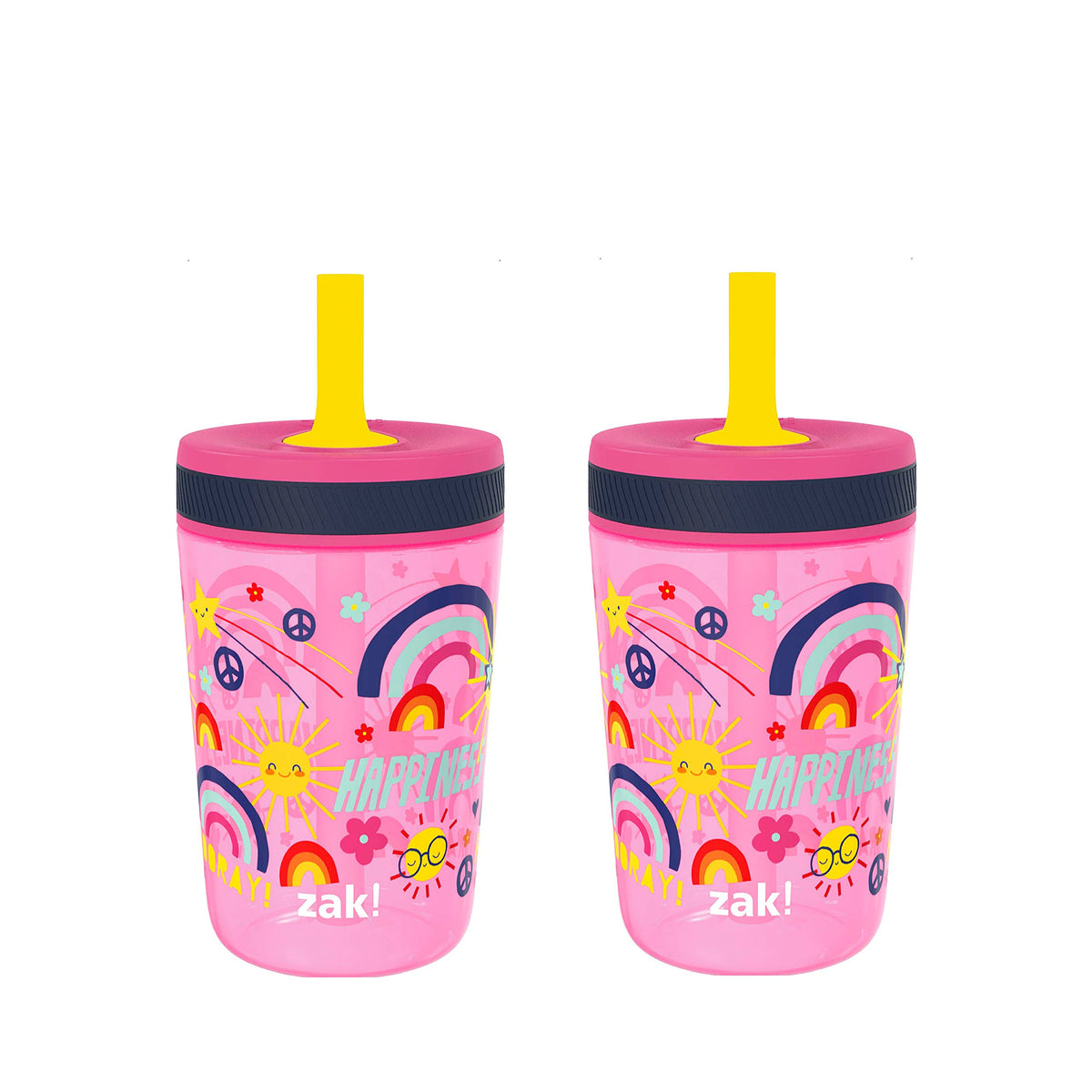 Zak Designs Ms. Rachel Kelso 15oz Leak-Proof Toddler Straw Cups, 2-Pack