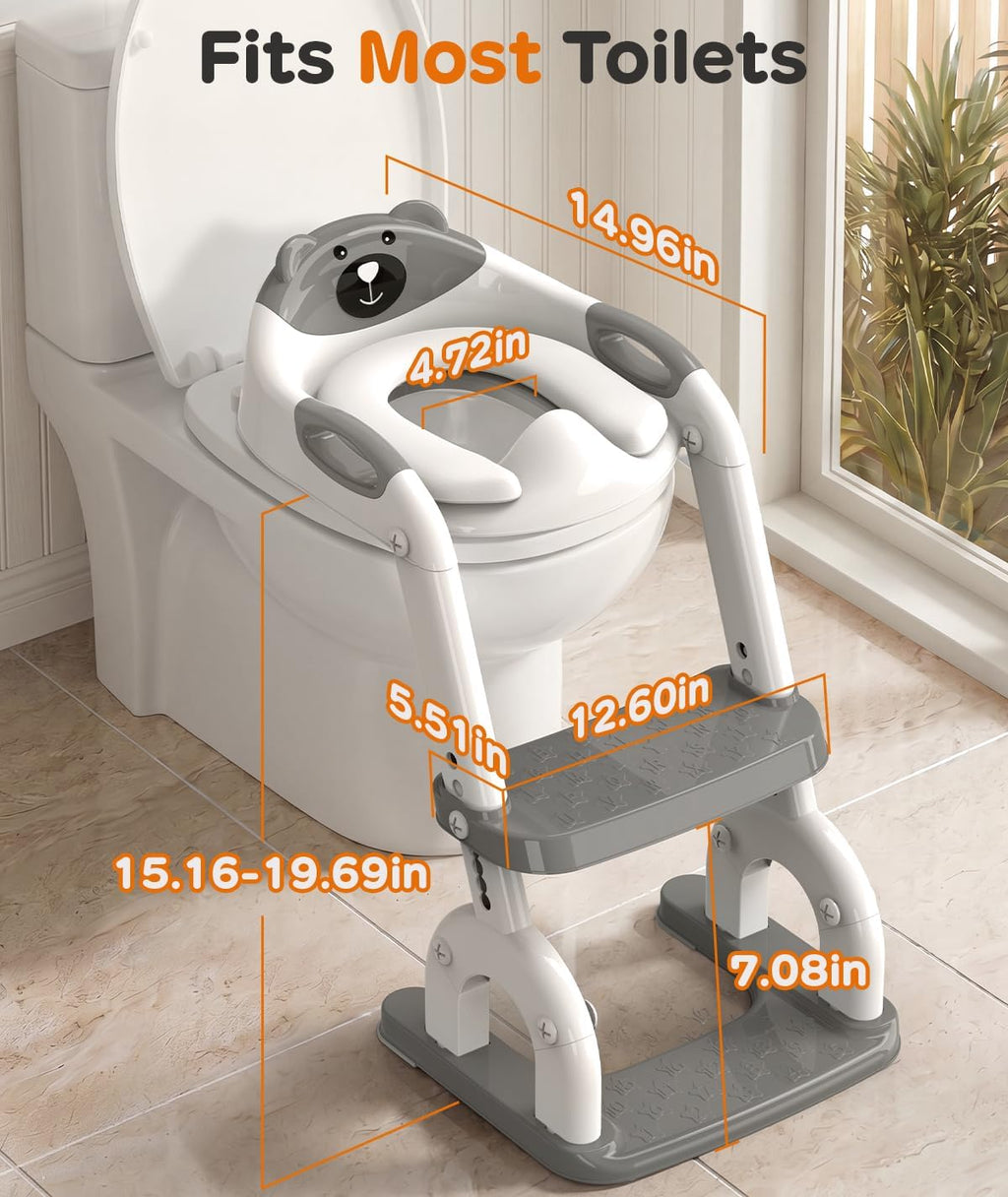 Potty Training Toilet with Step Stool: 2-in-1 8 Heights for Toddler