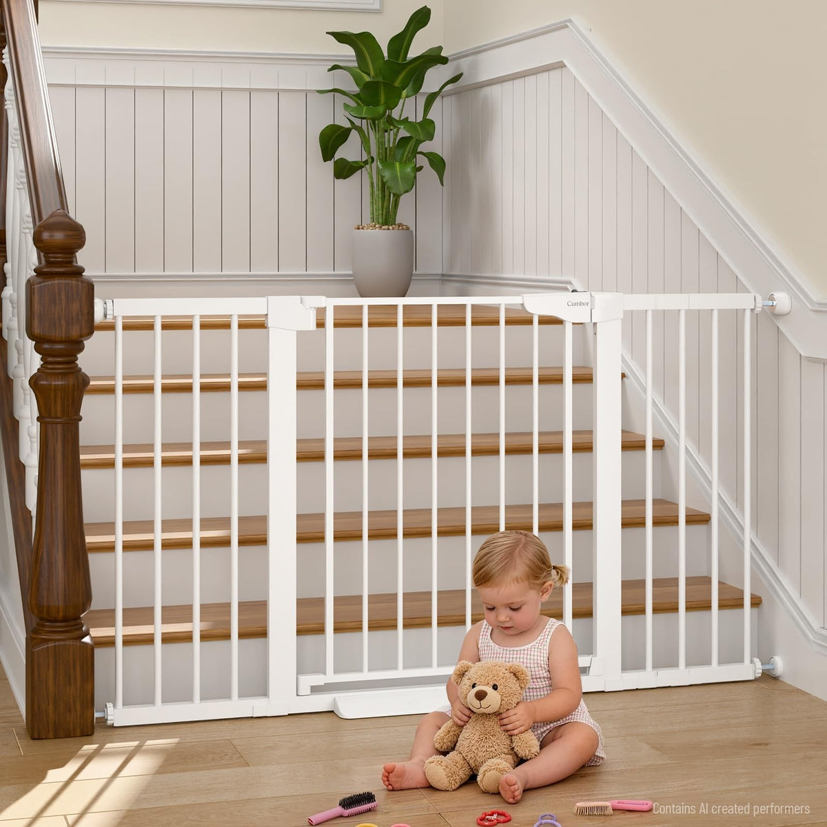 Cumbor 30-46" Baby Gate for Stairs, Auto Close Dog Gate for the House Black