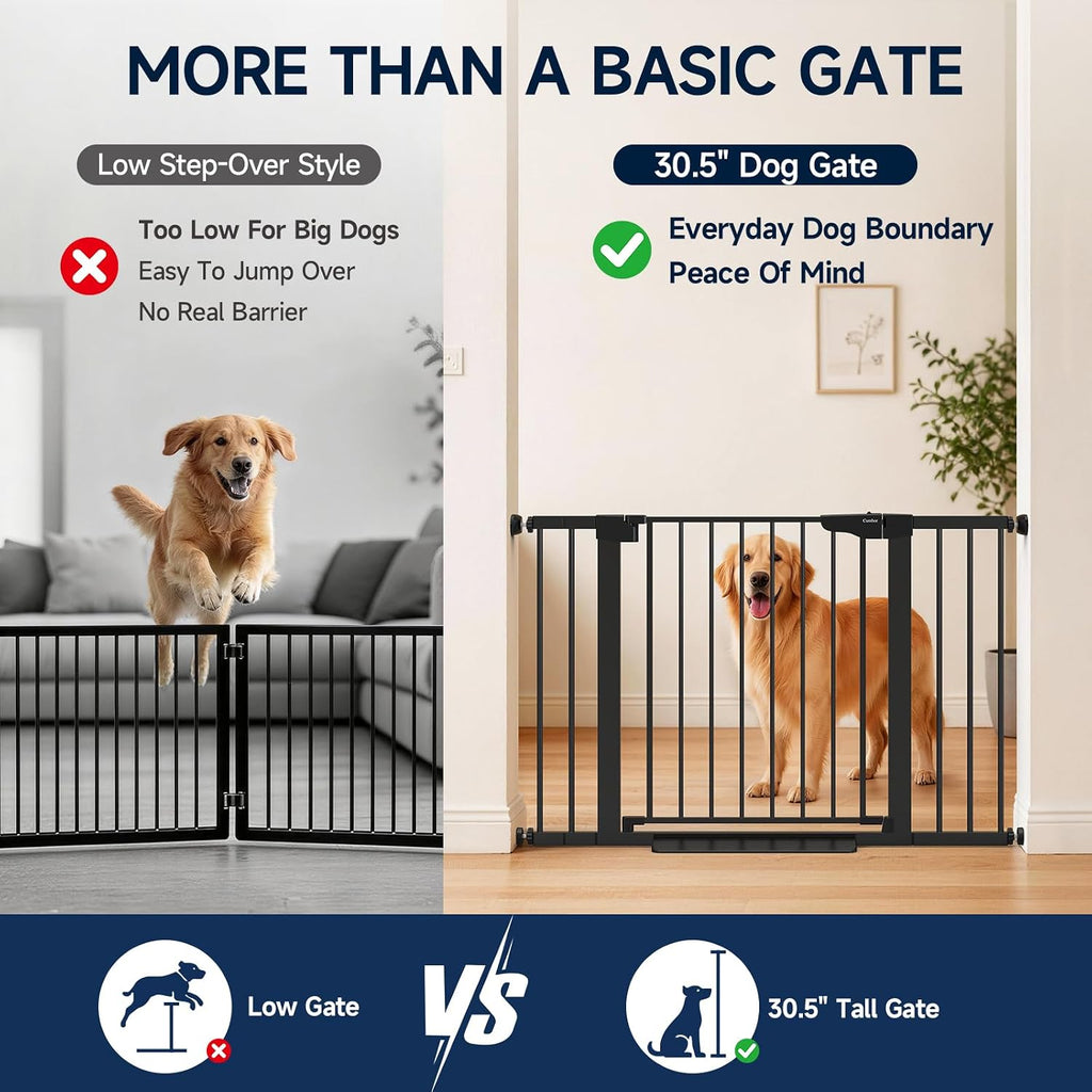 Cumbor 30-46" Baby Gate for Stairs, Auto Close Dog Gate for the House Black