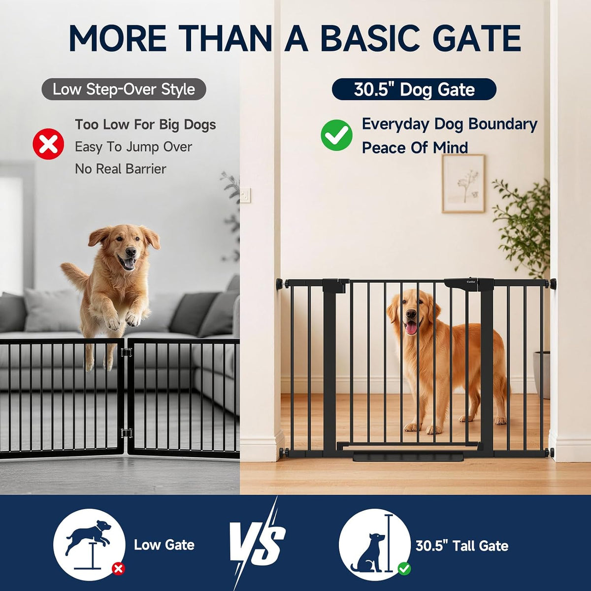 Cumbor 30-46" Baby Gate for Stairs, Auto Close Dog Gate for the House Black