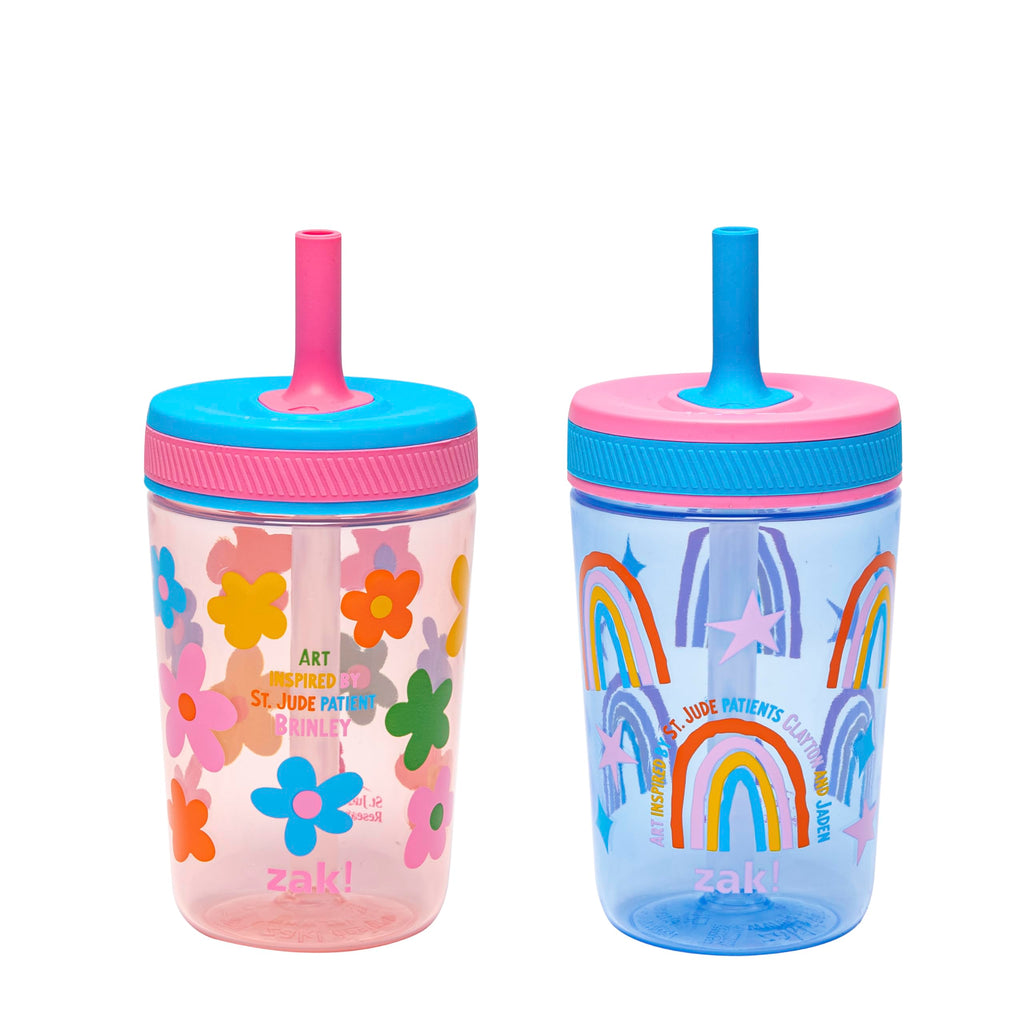Zak Designs Ms. Rachel Kelso 15oz Leak-Proof Toddler Straw Cups, 2-Pack