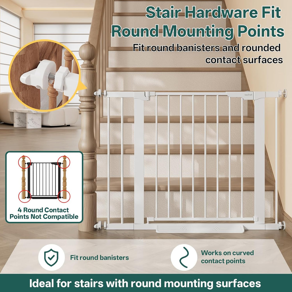 InnoTruth 29.6-39.1 in Wide Baby Gate for Stairs and Doorways, White