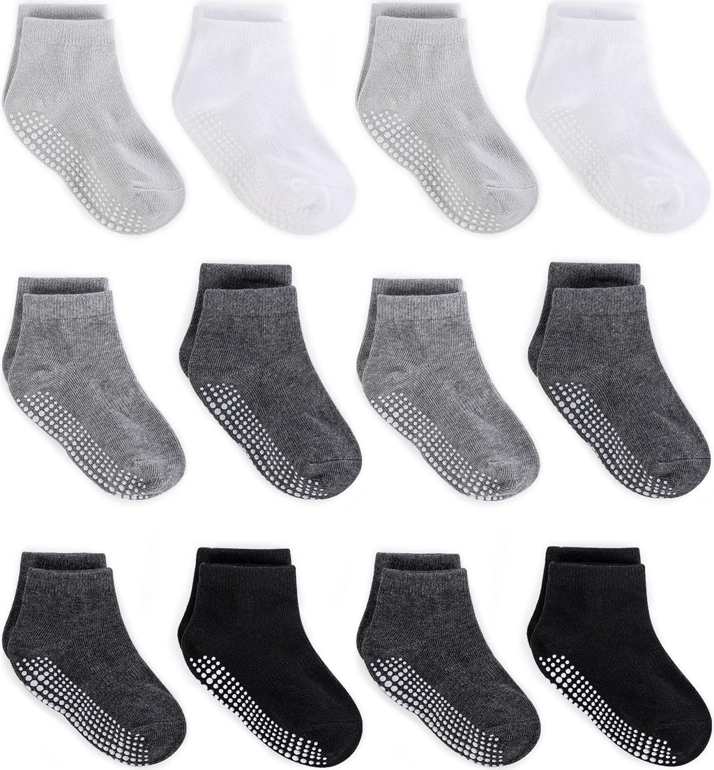 ZAPLES Baby Non Slip Grip Ankle Socks with Non Skid Soles for Infants Toddlers Kids Boys Girls