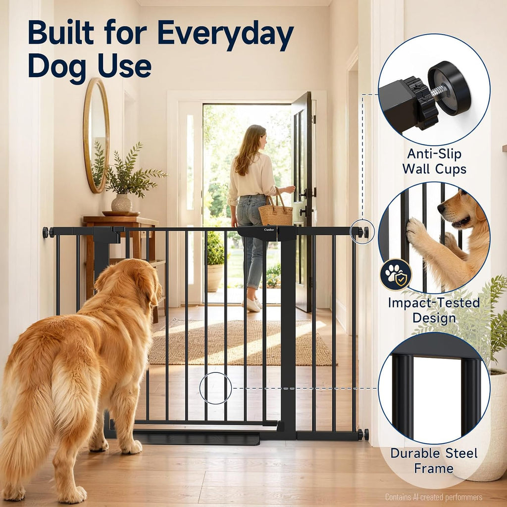 Cumbor 30-46" Baby Gate for Stairs, Auto Close Dog Gate for the House Black
