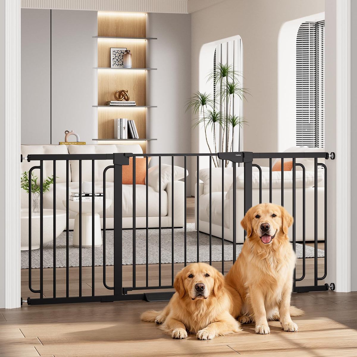 Cumbor 30-46" Baby Gate for Stairs, Auto Close Dog Gate for the House Black