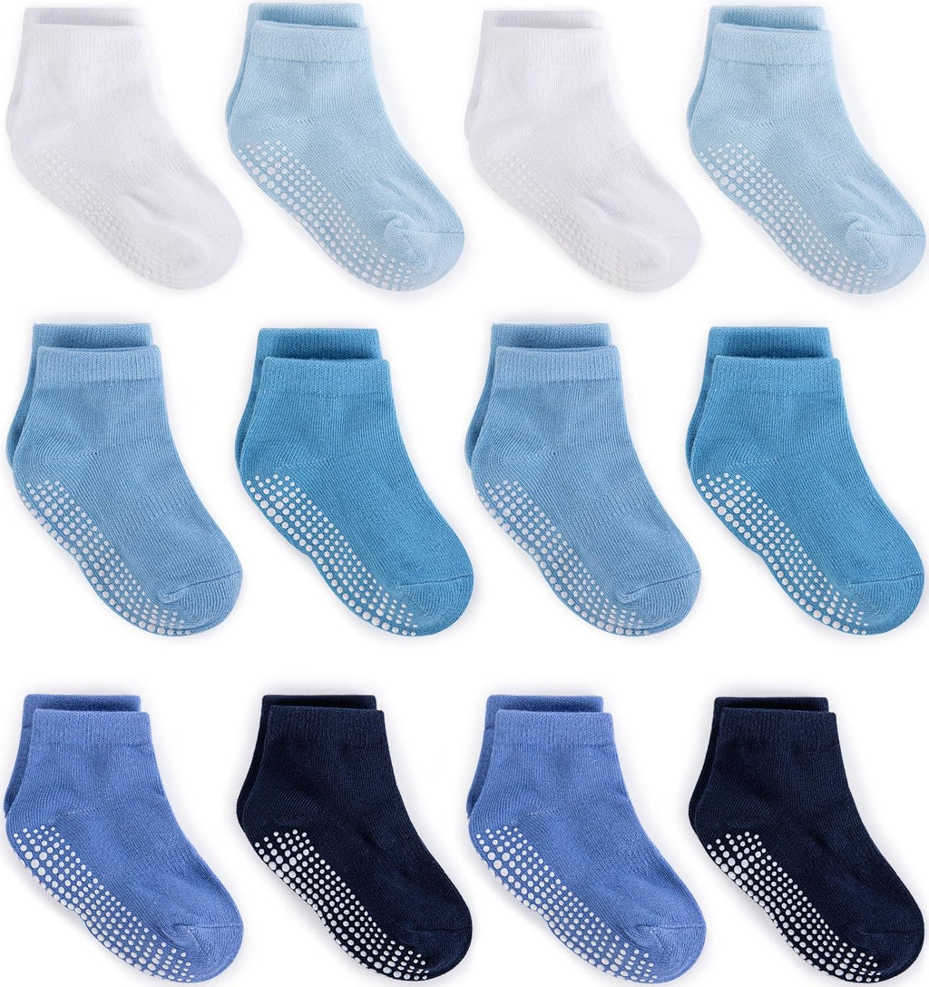 ZAPLES Baby Non Slip Grip Ankle Socks with Non Skid Soles for Infants Toddlers Kids Boys Girls