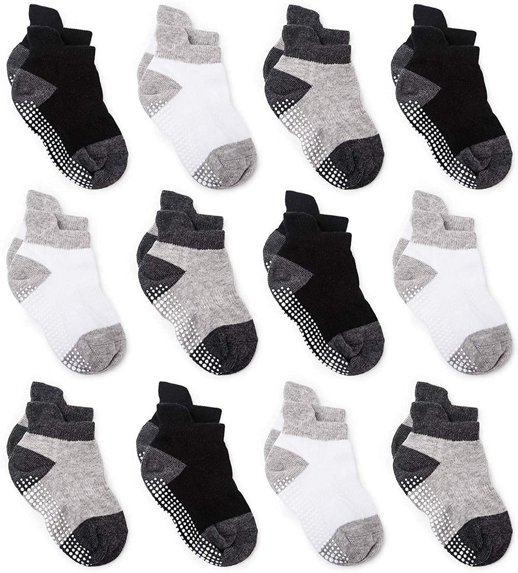 ZAPLES Baby Non Slip Grip Ankle Socks with Non Skid Soles for Infants Toddlers Kids Boys Girls