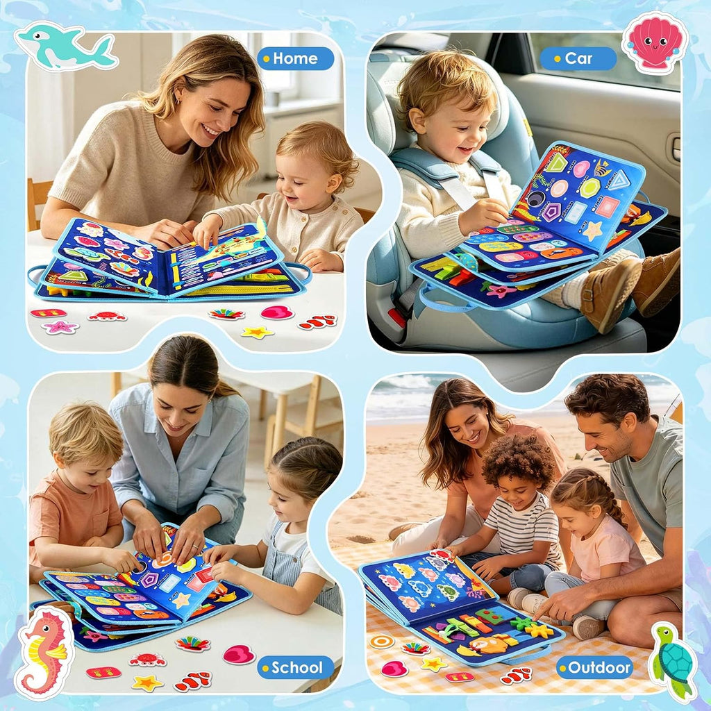 Winblo Toddler Busy Board - Montessori Toys for Toddler Boy Girl Birthday Gift, Educational Learning Sensory Busy Book for Toddlers Boys, Toddlers Activities Travel Toys for Airplane Car
